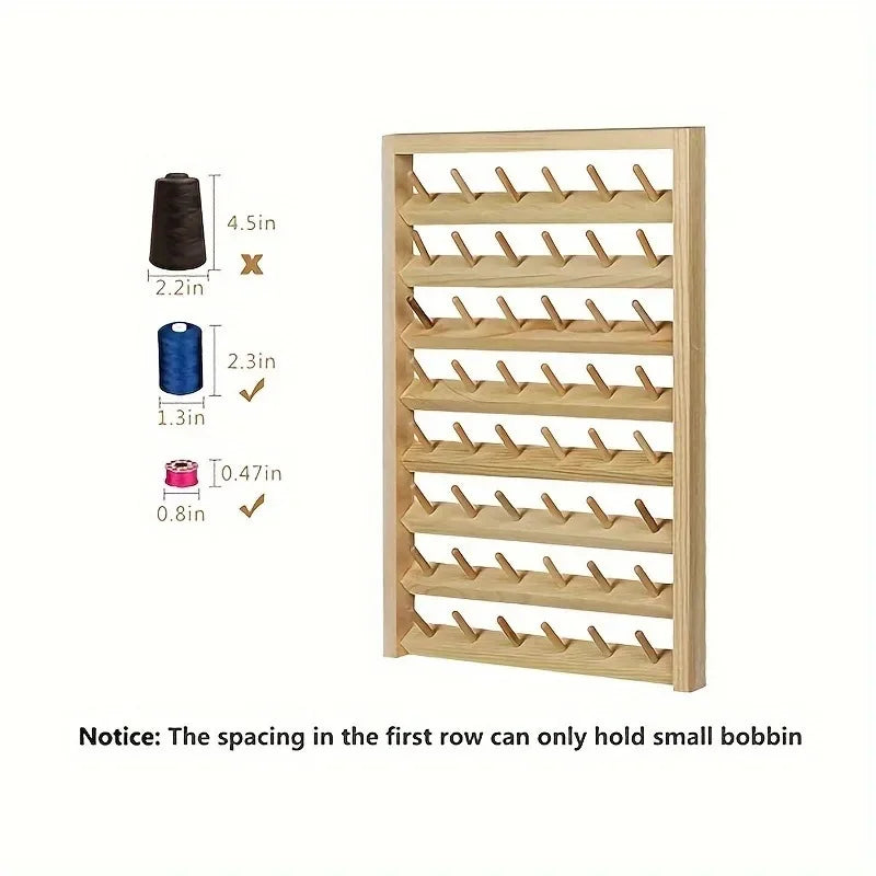 DIY Home Spindle Rack Wall Hanging Wooden Spool Sewing Thread Rack Storage Rack Hair Accessories Wig Display Organizer