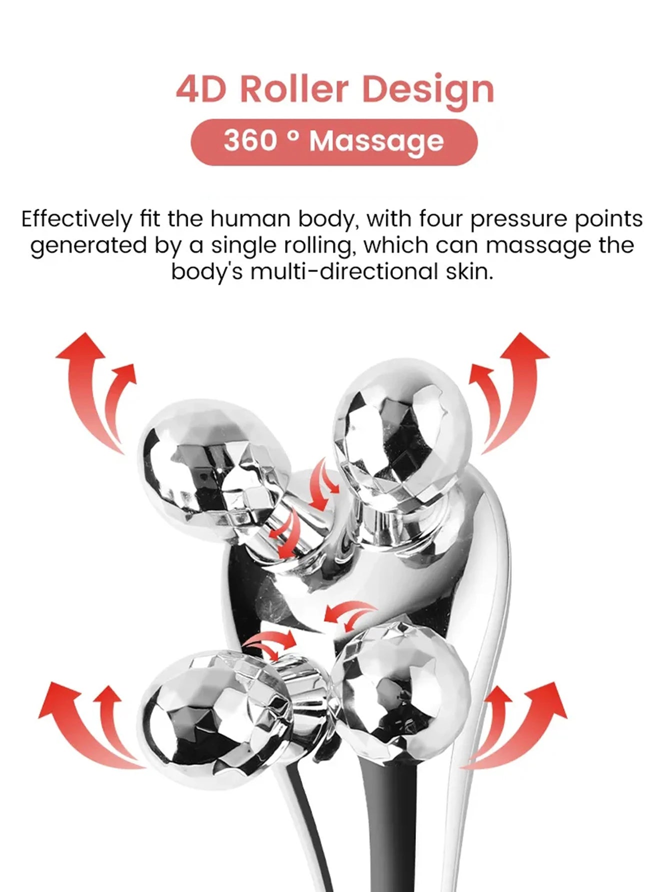 1 Pcs 4D Roller Face-lift Wrinkle Silver Y Shape Roller Facial Eye Neck Muscle Relaxation Slimming Massager Relaxation Tools