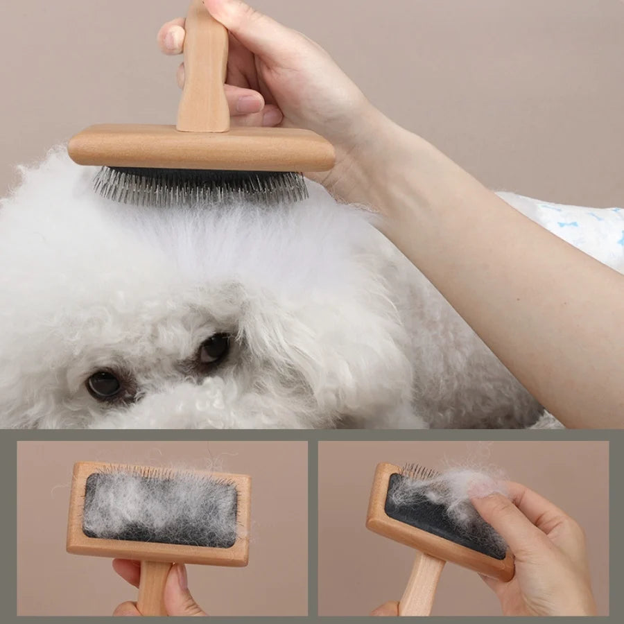 Cat Comb Stainless Steel Pet Hair Remover Wooden Handle Cat Hair Comb Pet Grooming Massage Dog Brush Cleaning Tool Pets Supplies