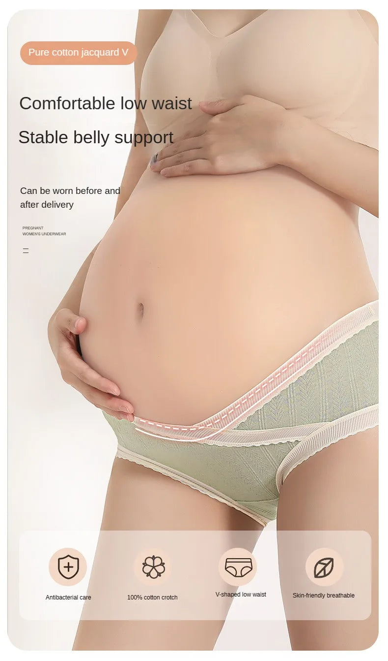 3PCS Soft Briefs V-shaped Abdominal Support Underpanties Pregnancy Childbirth Female Underwear Pregnant Woman Women's Panties