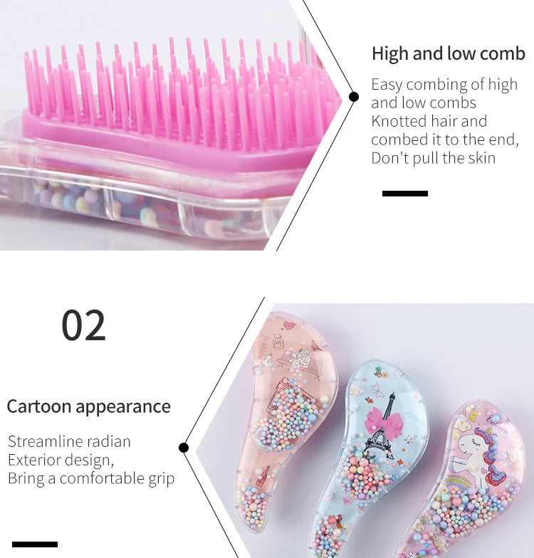 Children's Hair Smoothing Comb Anti-static Massage Hair Brush Tangle Detangle Shower Massage Hairbrush Comb Salon Hair Styl Tool