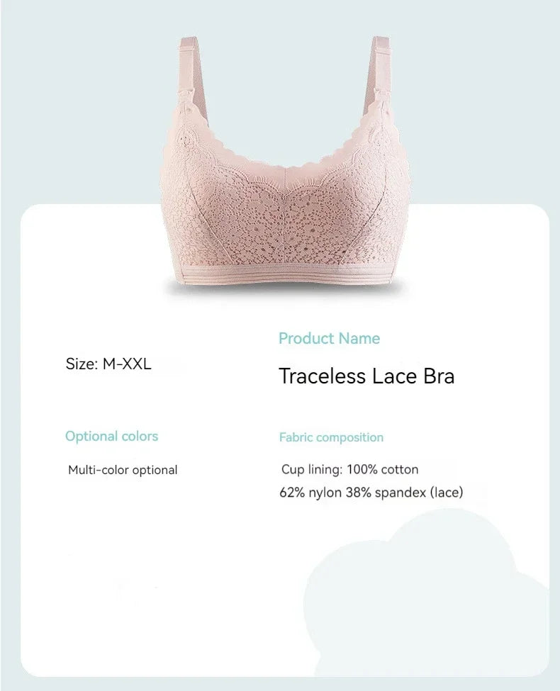 New Lace Up Buckle Without Steel Ring to Prevent Sagging Breastfeeding Bra is Soft and Comfortable For Pregnant Women in Large