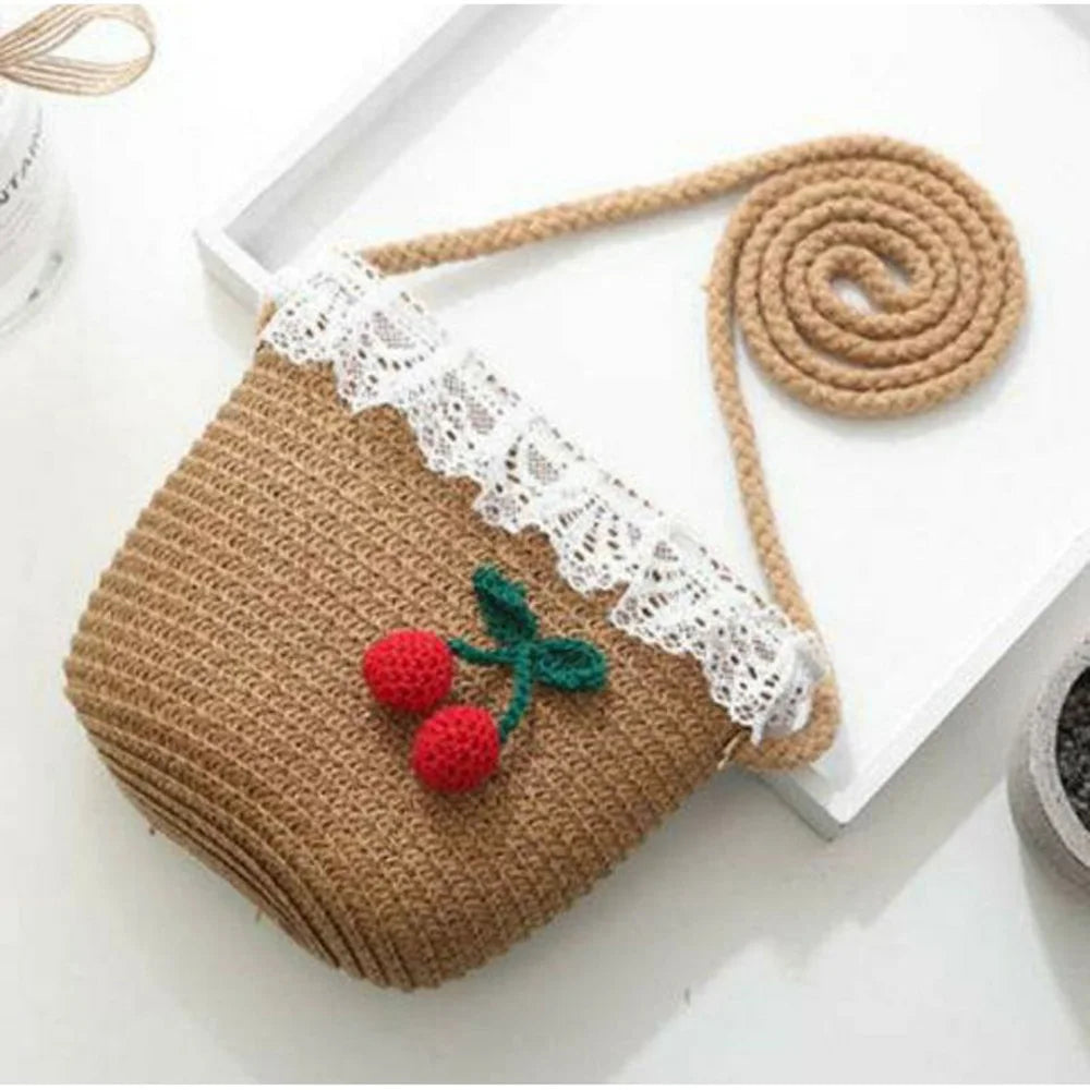 Kids Cute Hand Bag Children's Weave Shoulder Bags Fashion Straw Cross Bag For Girls Made From Natural