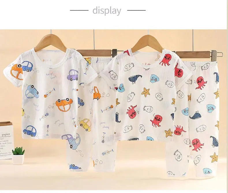 Children Sets Cotton Kids Clothes Long/Short Sleeve Home  Sleepwear Children's Clothing Boy Girl Autumn winter Tops Pants Suits