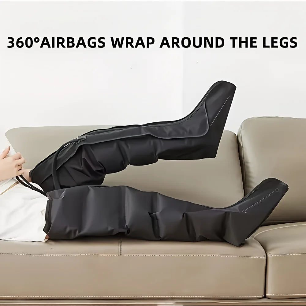 2pcs Professional Air Compression Leg Massager Boots with 6-Airbag Pneumatic, Adjustable Intensity/Speed Modes, Varicose & Muscl