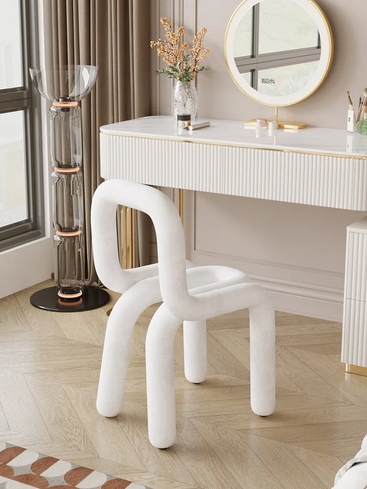 Nordic Style Creative Curved Chair, Plush Upholstered Kids/Accent Living Room Furniture