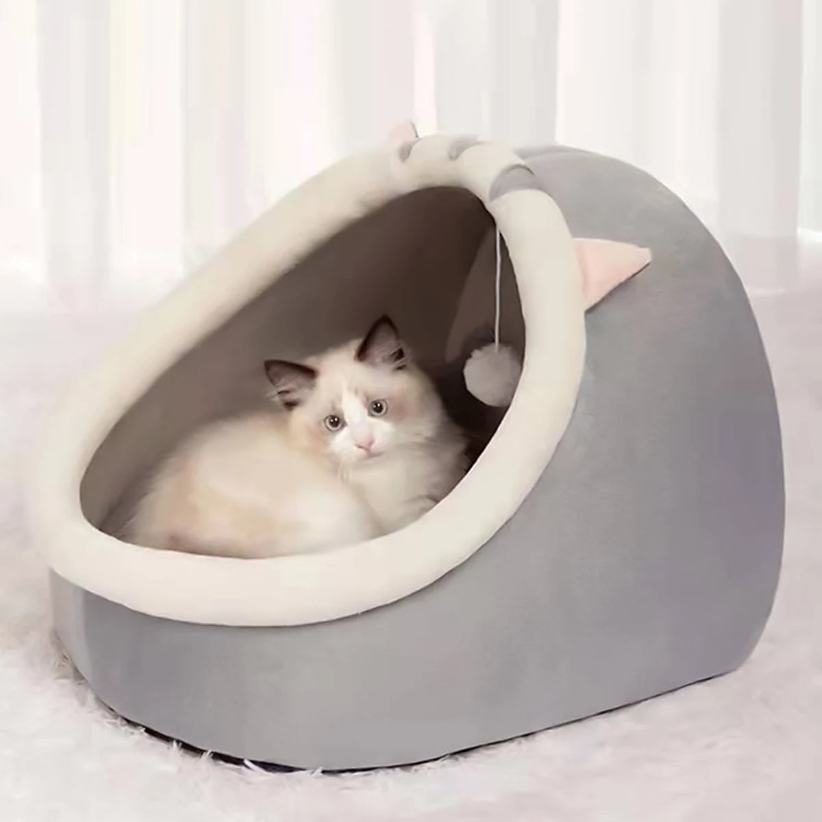 1PC Warm Winter Four Seasons Universal Semi-Closed Cute Comfortable Cat Nest Bed Warm Pet Nest