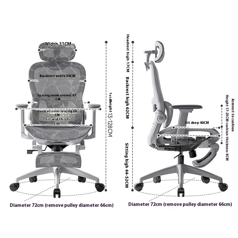 Ergonomic Office Chair High Back Computer Desk Chair 6D Adjustable Headrest And Lumbar Support Mesh Swivel Reclining Gaming Seat