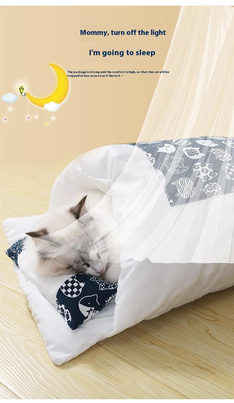 Japanese style cat sleeping bag, washable, semi enclosed cat bed, warm cat bed, winter cat house, cat bed