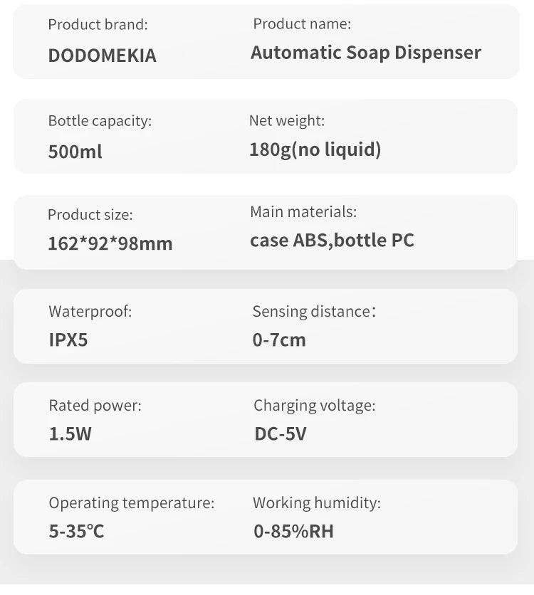 New Wall Mounted Automatic Soap Dispenser Foam Smart Hand Washing Machine 500ml Liquid Rechargeable Bathroom Induction Sensor