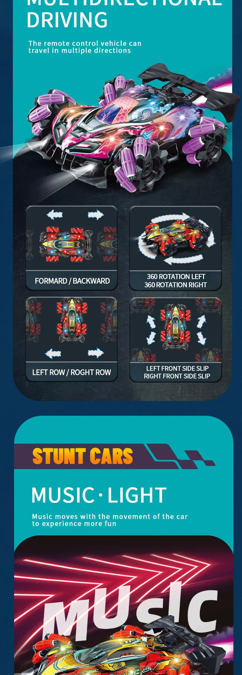 NEW F1 Drift RC Car with LED Light Wheel Music 2.4G Glove Gesture Wireless Remote Control Electrospray Stunt Car  4WD Toys