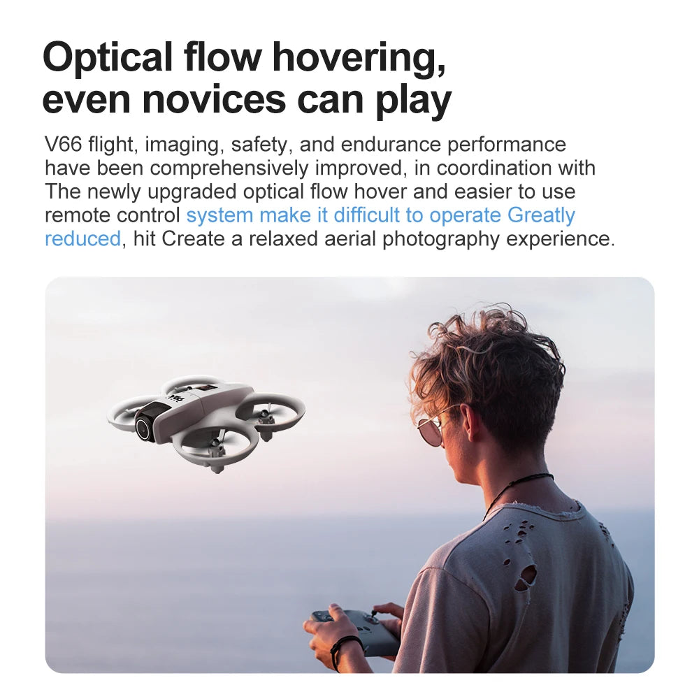 New V66 Mini Drone HD Camera 4K 1080P 180 ° Lens Wifi FPV Dron Professional Obstacle Avoidance Helicopter RC Quadcopter Toys