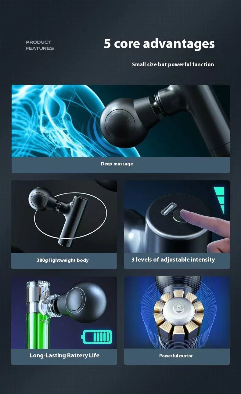 Mini Massage Massage LCD Screen 6 Heads Gun Muscle Massager Portable Electric Fascia Gun for Neck Foot Body Fascia Gun