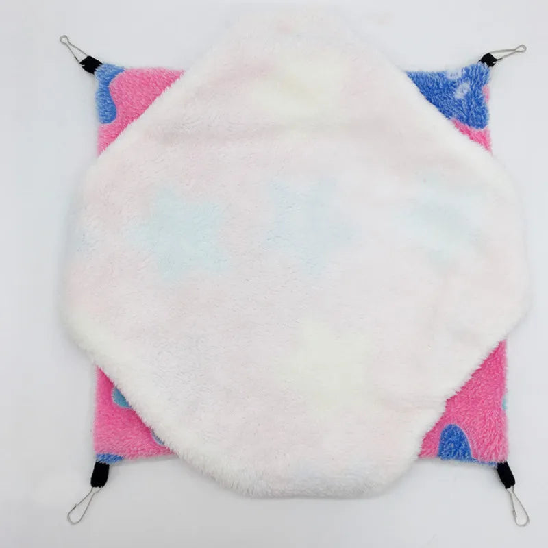 Hamster Hideout Cage Print Fleece Guinea Pig Sugar Glider Sleeping Bed Rodent Hammock Rat Little House Animals Supplies