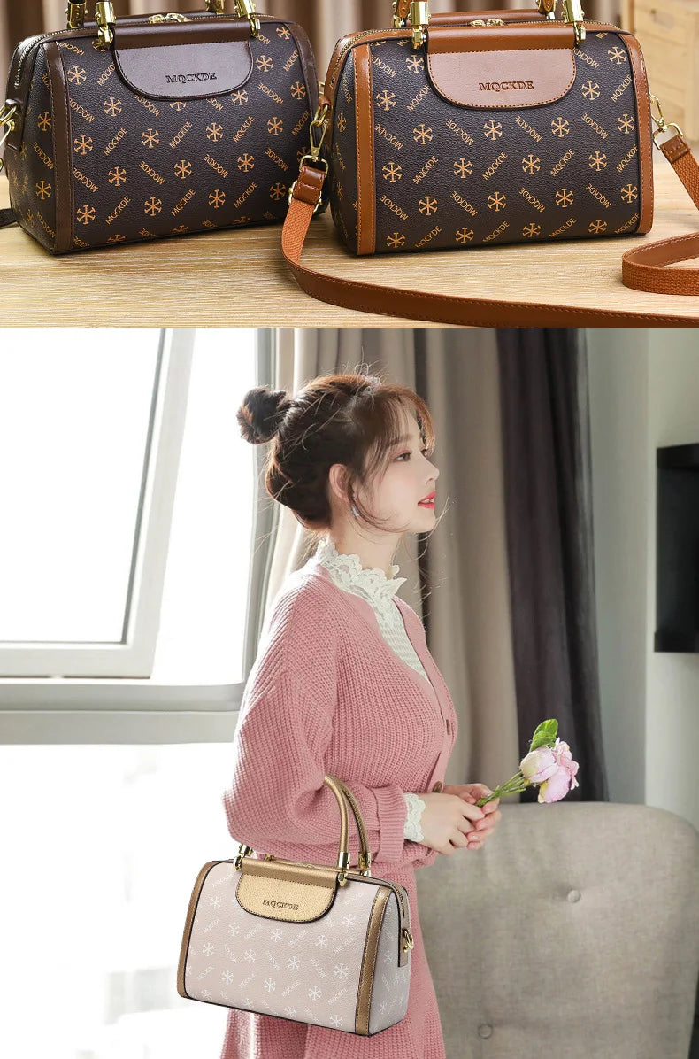 2024 Fashion New Boston Pillow Bag Soft Leather Women's Handbag Versatile Classic Shoulder Bag Large Capacity Crossbody Bag