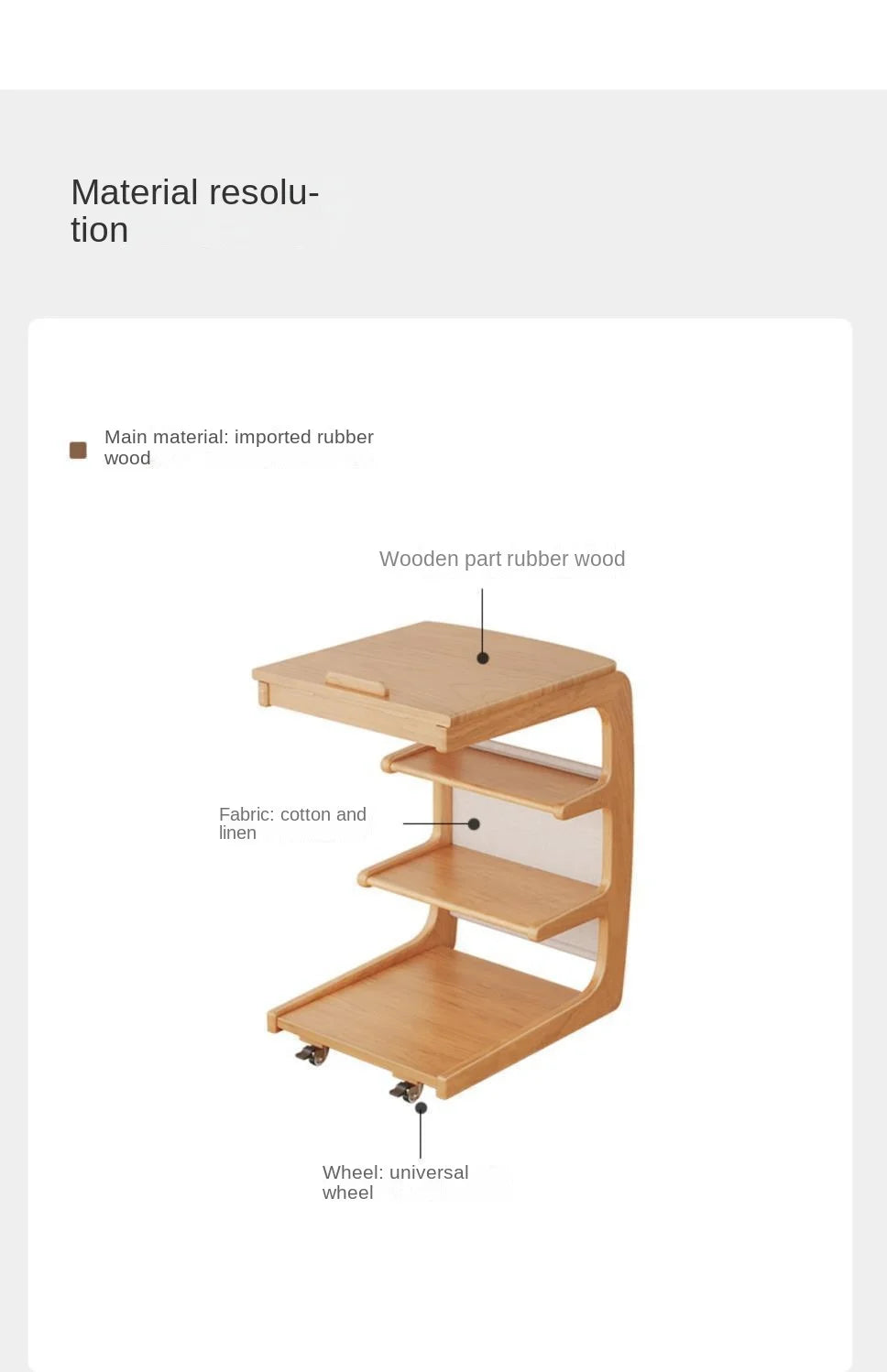 X&D Solid Wood Sofa Side Several Movable Living Room With Wheel Side Cabinet Bedside Shelf Simple Household Coffee Small Table