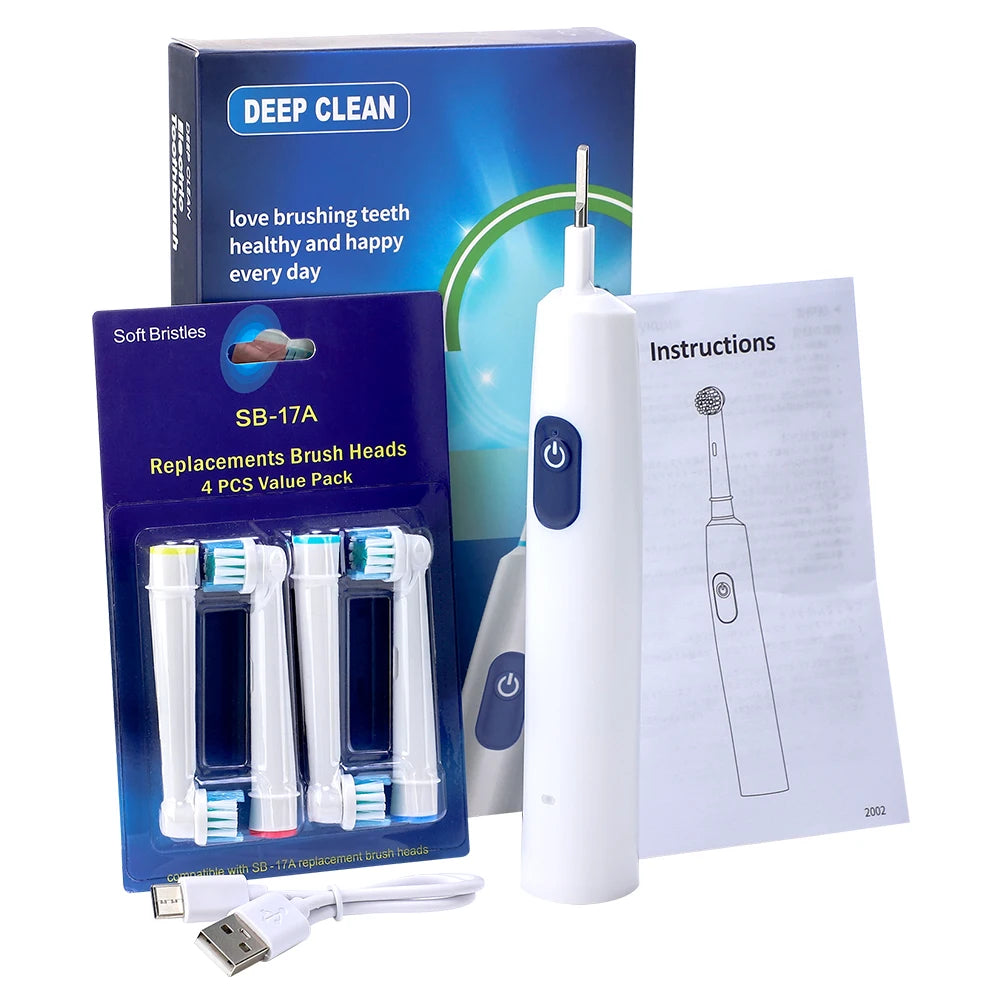 Intelligent Rotating Electric Toothbrush, Rechargeable Rotary Toothbrush Compatible with Oral B Replacement Electric Brush Heads