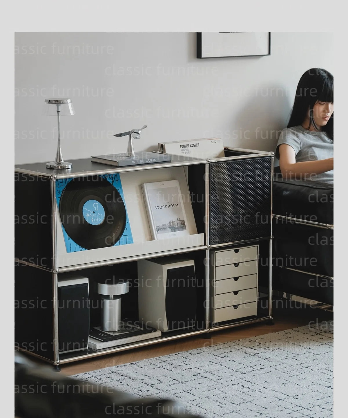 Modular Module Furniture Magazine CD Display Customized Metal Stainless Steel Cabinet  Storage  Sideboard Shelf DIY Living Room