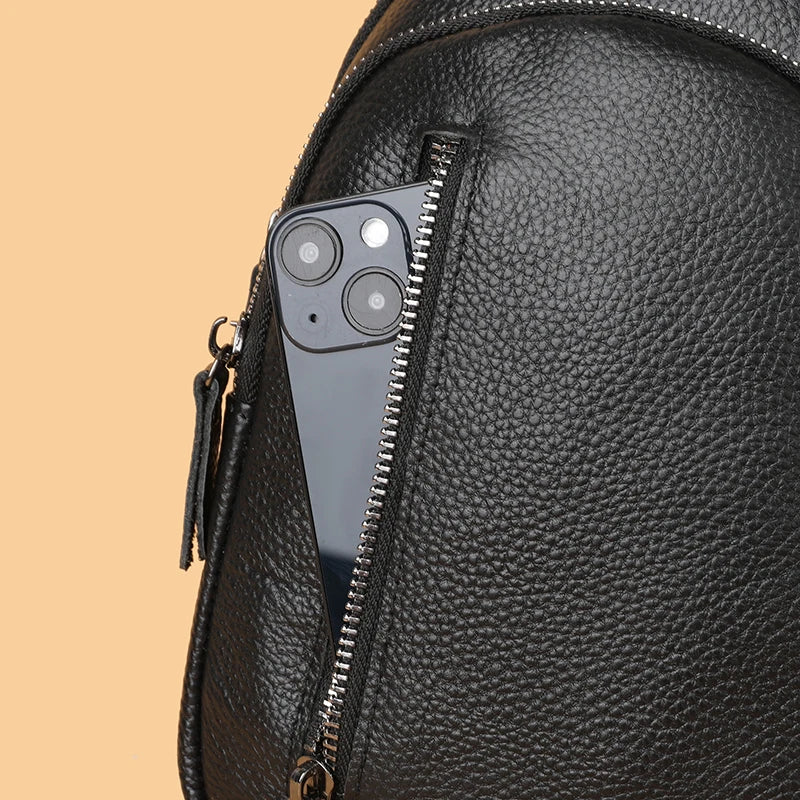 100% Genuine Leather Men Chest Bag Male Shoulder Bag Messenger Bag Casual Crossbody Bag Fashion Men's Purity Handbag