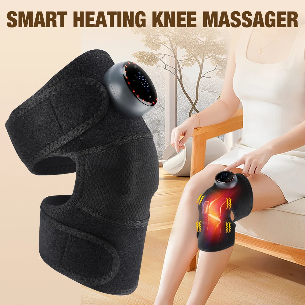 Wireless Heated Knee Massager Pads Brace Shoulder Elbow Support Muscle Wrap 6 Levels Hot Compress Reduce Stress Joint Health