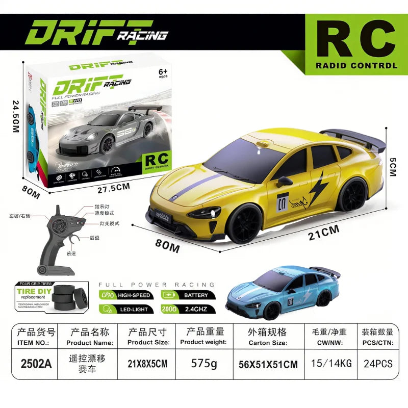 2025 New, Limited Edition Rc Drift GT3 RS 911 mi SU7 1:24 Drift Racing Car, Racing Kids Gift with High Speed Remote Control