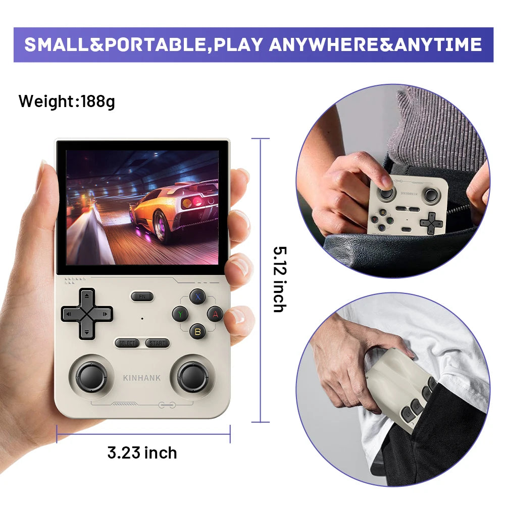 KINHANK K36 Retro Handheld Video Game Console 500nit 3.5 Inch IPS Screen 16000 Games Emulator for PS1/PSP/DC/N64/SS