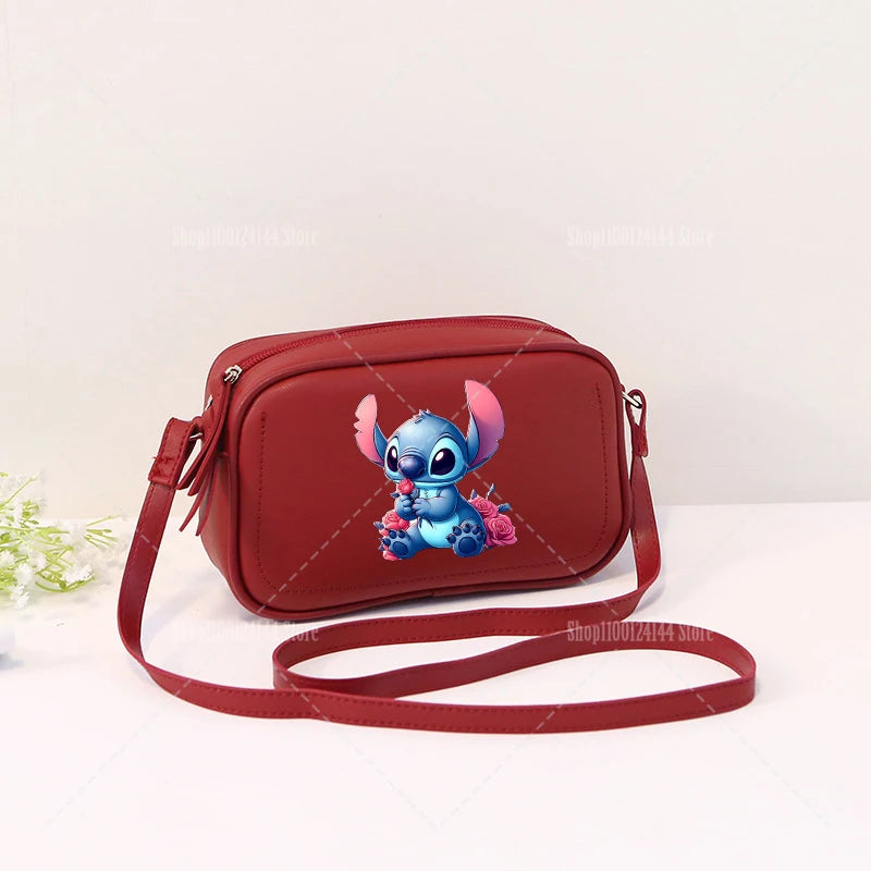 Lilo & Stitch Women Crossbody Zipper Mobile Phone Shoulder Bag Female Handbag Cartoon Multifunction Small Bag Lady Purse Gift