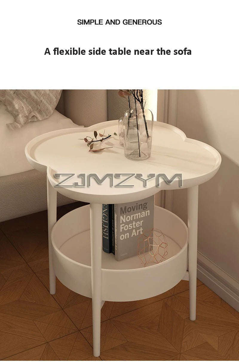 Bedside Table Cream Style Table Four Leaf Modern Minimalist Bedroom Sofa Side Cabinet Storage Table Small Coffee Table