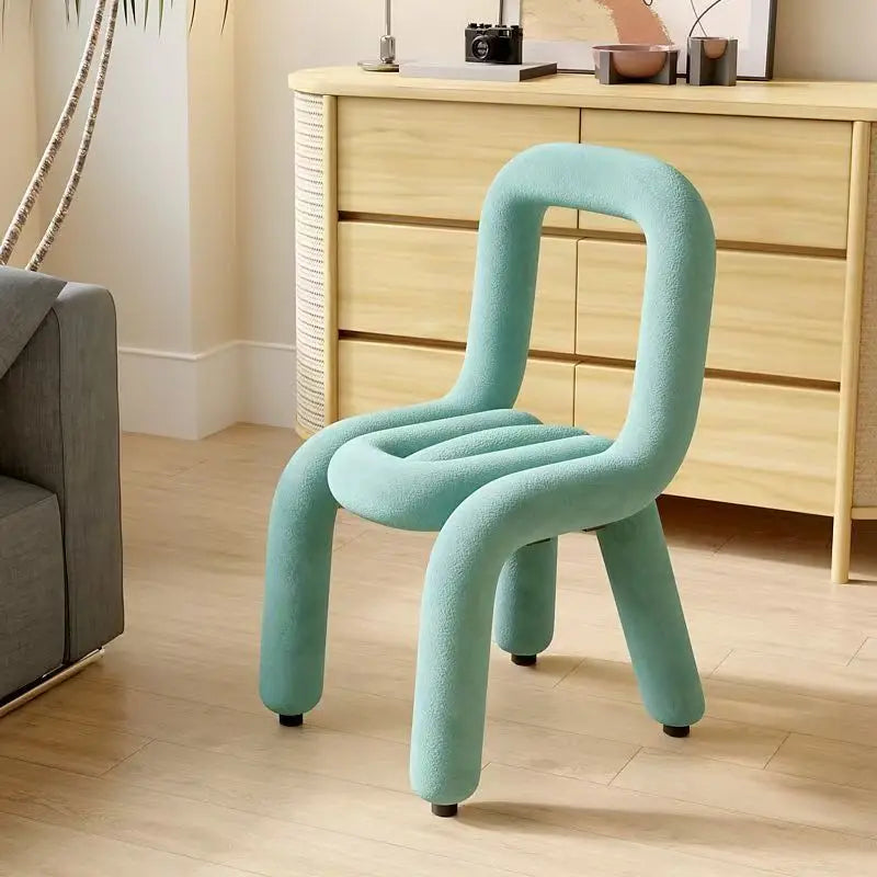 Nordic Style Creative Curved Chair, Plush Upholstered Kids/Accent Living Room Furniture