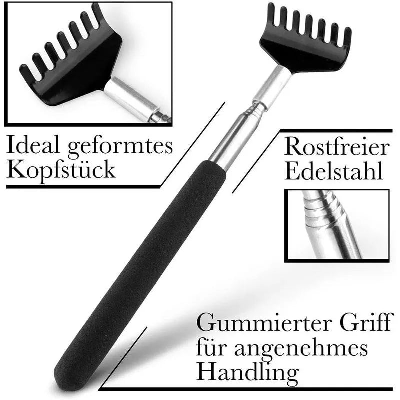Telescopic Back Scratcher Scratching Backscratcher Massager Metal Stainless Steel Tool with Carrying Bag
