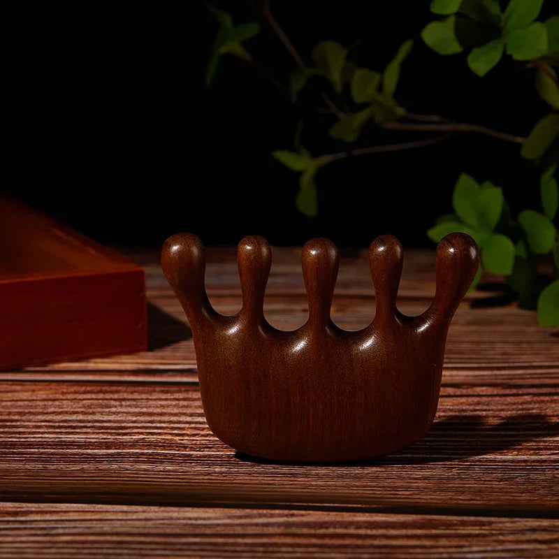 1pc Wood Texture Massage Comb Wood Therapy Head Face Scalp Massager Natural Facial Sandalwood Wide Tooth Scraping Body Massage
