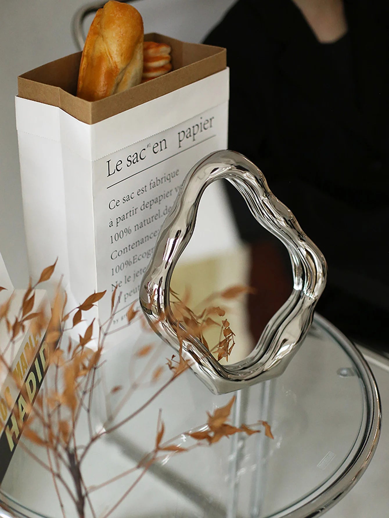 Irregular vintage dresser mirror high color French makeup mirror bedroom desktop decorative ornaments