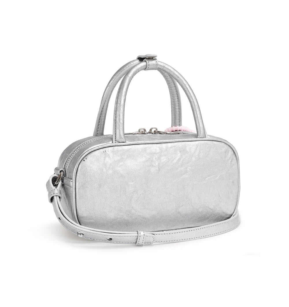 TOUTOU Boston Bowling Bag Imitation Plant Tanning Autumn Shoulder Handheld Crossbody Mini Purse for Women Teacher Christmas Gift