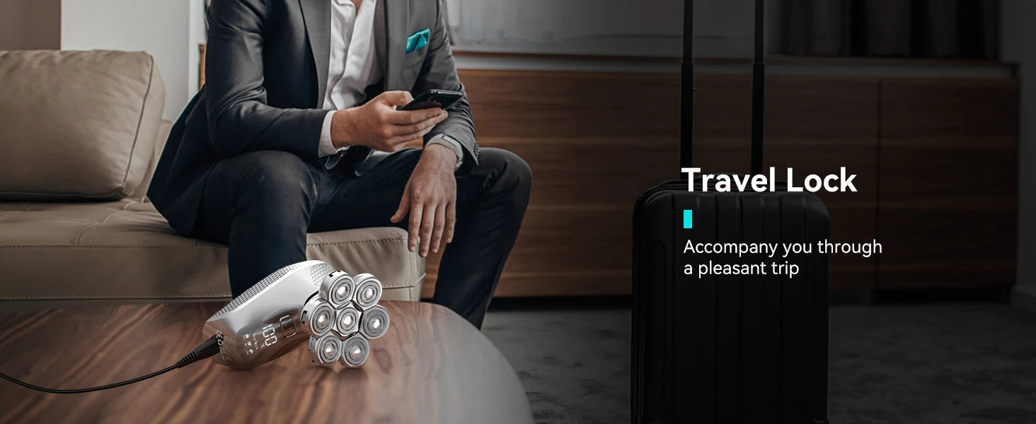 Kensen S18 Electric Head Shaver for Men Rechargeable 7D Floating Cutter Magnetic 5 in 1 Shaver Hair Trimmer Clipper Head Razors