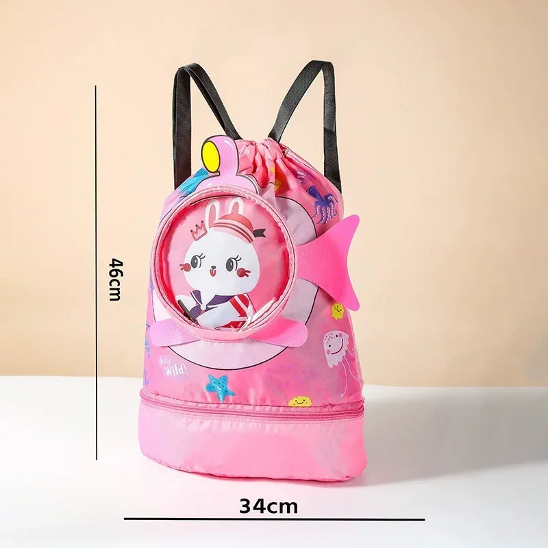 Children's Swimming Bag Kids Waterproof Storage Shoulder Packs Hand Luggage Backpack Wet Dry Separation Bag Large Capacity Pouch
