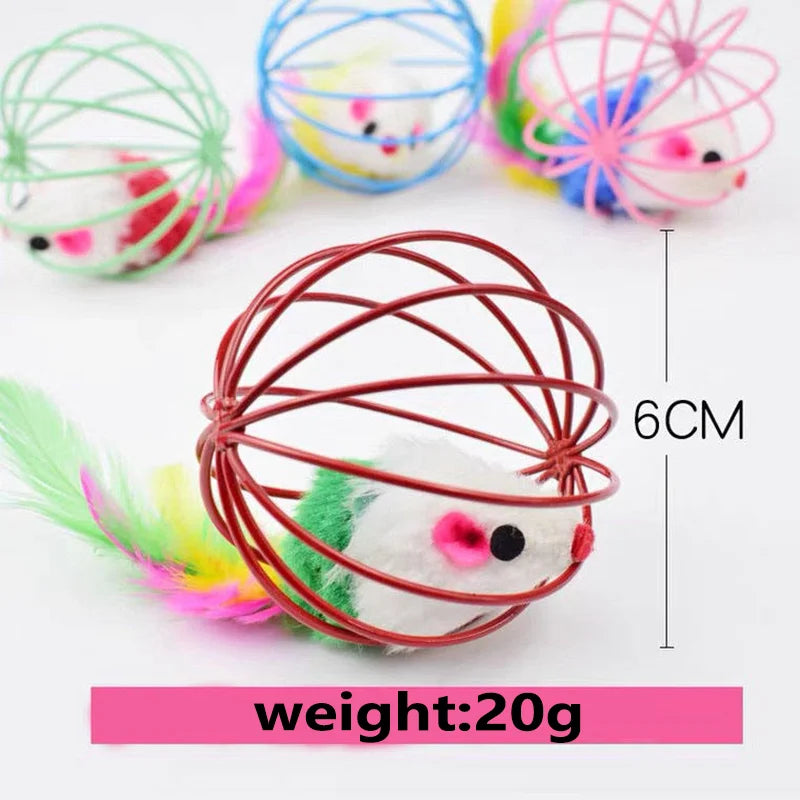 Popular Colorful Mouse in Cage Cat Toy Within Sand Interactive Chase Cat Mouse Toy
