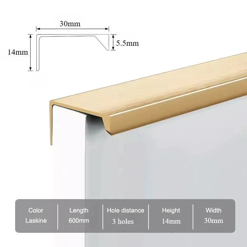 Hidden Furniture Handles Matte Black Gold Silver Kitchen Cabinet Pull Wardrobe Pull Not punched Handles for Cabinets and Drawers