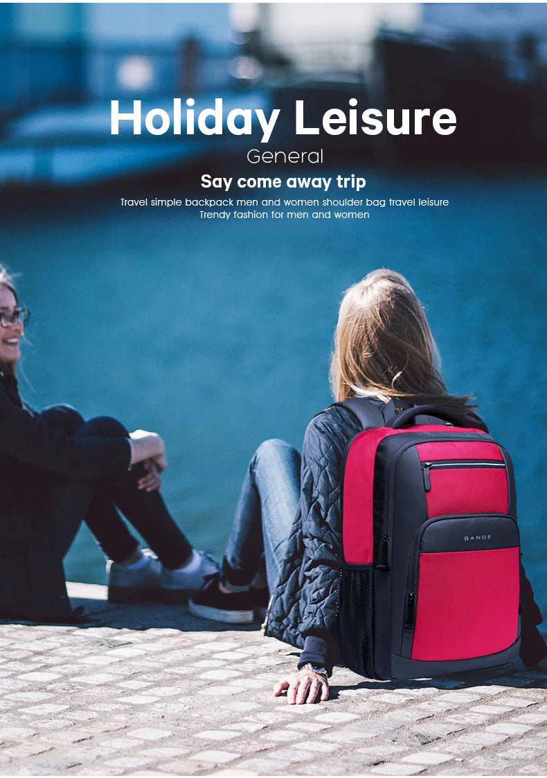 BANGE Lightweight 15.6 inch Laptop Backpack Waterproof USB Charge Port Multifunctional Travel Hiking School Bag Mochila for Men