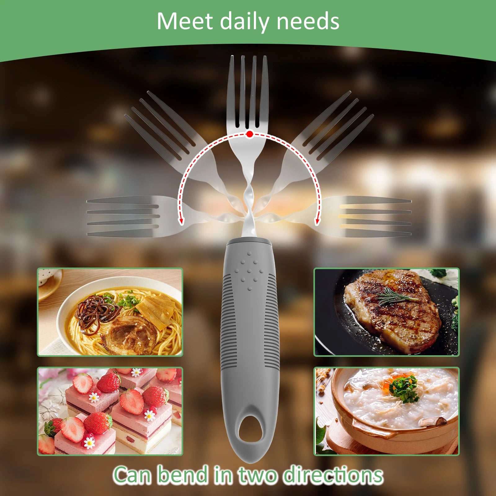 Stainless Steel Adaptive Utensil Set Easy to Grip Cutlery Bendable Weighted Silverware  for Hand Tremors Elderly Disability