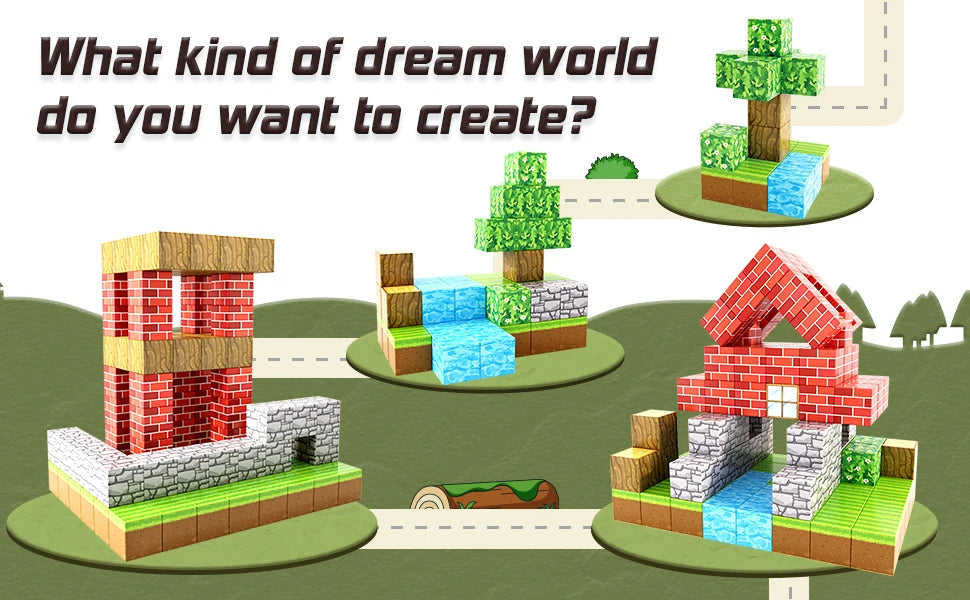 10-500PCS Magnetic Building Blocks Magnet Set Bricks Mini World STEM Construction DIY Educational Toys For Kids Birthday Gifts