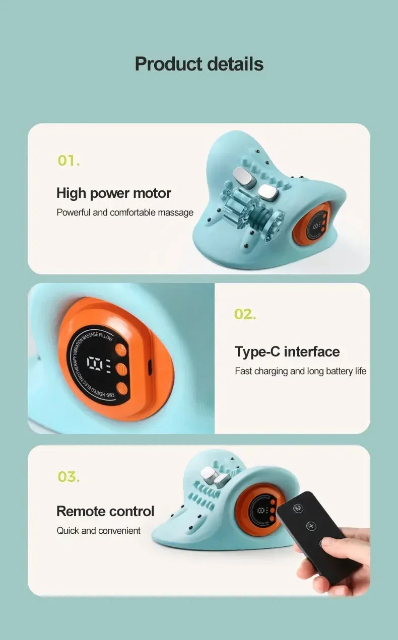 Electric Cervical Massager Neck Shoulder Stretcher Relaxer Chiropractic Traction Device Massage Pillow Cervical Spine Correction