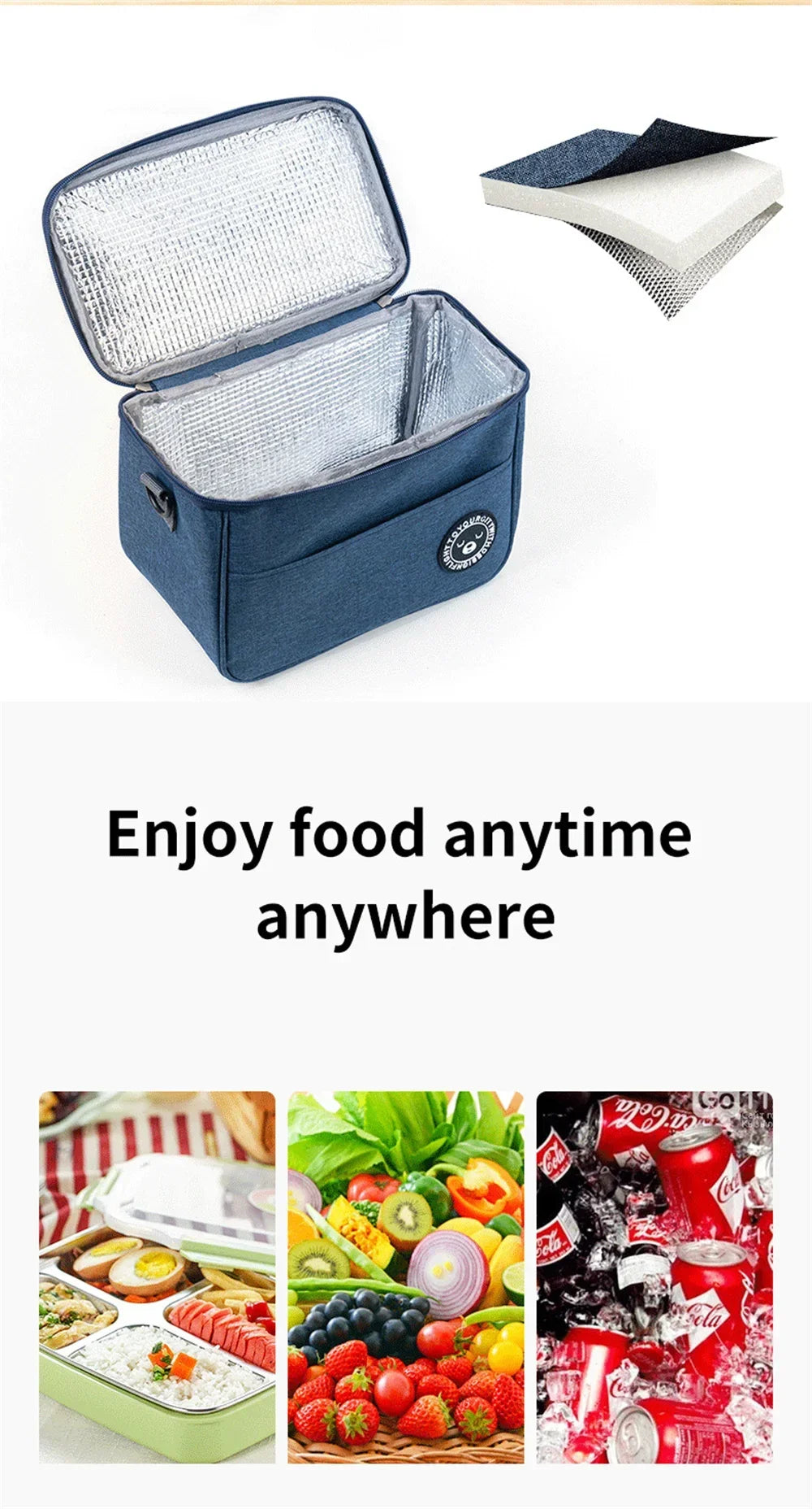 2024 New Portable Lunch Bag Food Thermal Box Waterproof Office Cooler Lunchbox With Shoulder Strap Insulated Case