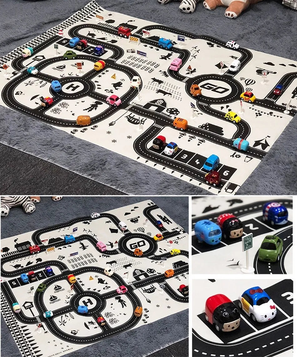 130*100cm Baby Crawling Mat for Children Cartoons Traffic Rug Indoor Toys City Road Carpet Kids Game Little Girl and Boy Playmat