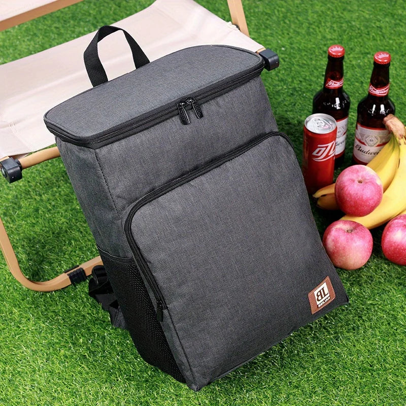 1pc, Large Insulated Lunch Backpack Cooler Bag - Waterproof Oxford Fabric Rectangular Travel Beer Cooler With PEVA Lining