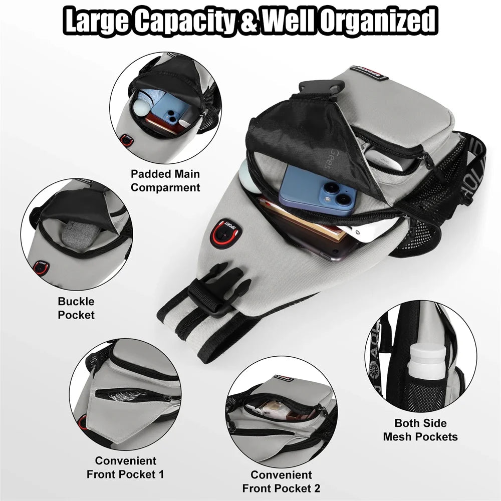 Women Chest Bags Adjustable Backpack and Single Shoulder Bag With Earphone Hole Girl Small Sports Travel Messenger Oxford Bag