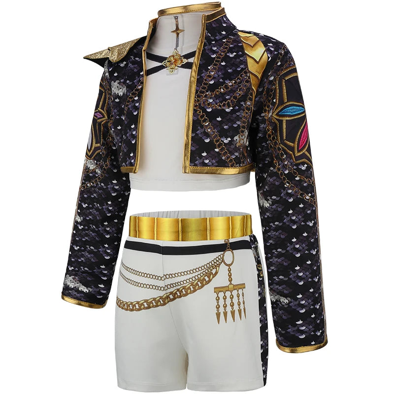 Girl Set 3pcs Demon Hunters Rumi Cosplay Costume Birthday Party Stage Performance Costume Halloween Carnival Kids Dress Up Set