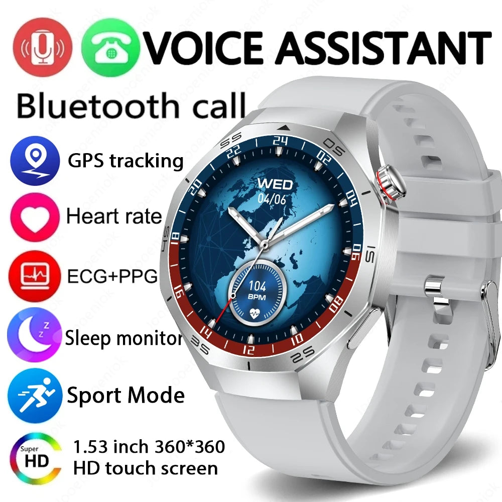 2025 New GT5 Pro GPS Track Smart Watch Men 360*360 AMOLED Screen NFC BT Call Waterproof Health Monitor Man Smartwatches IOS