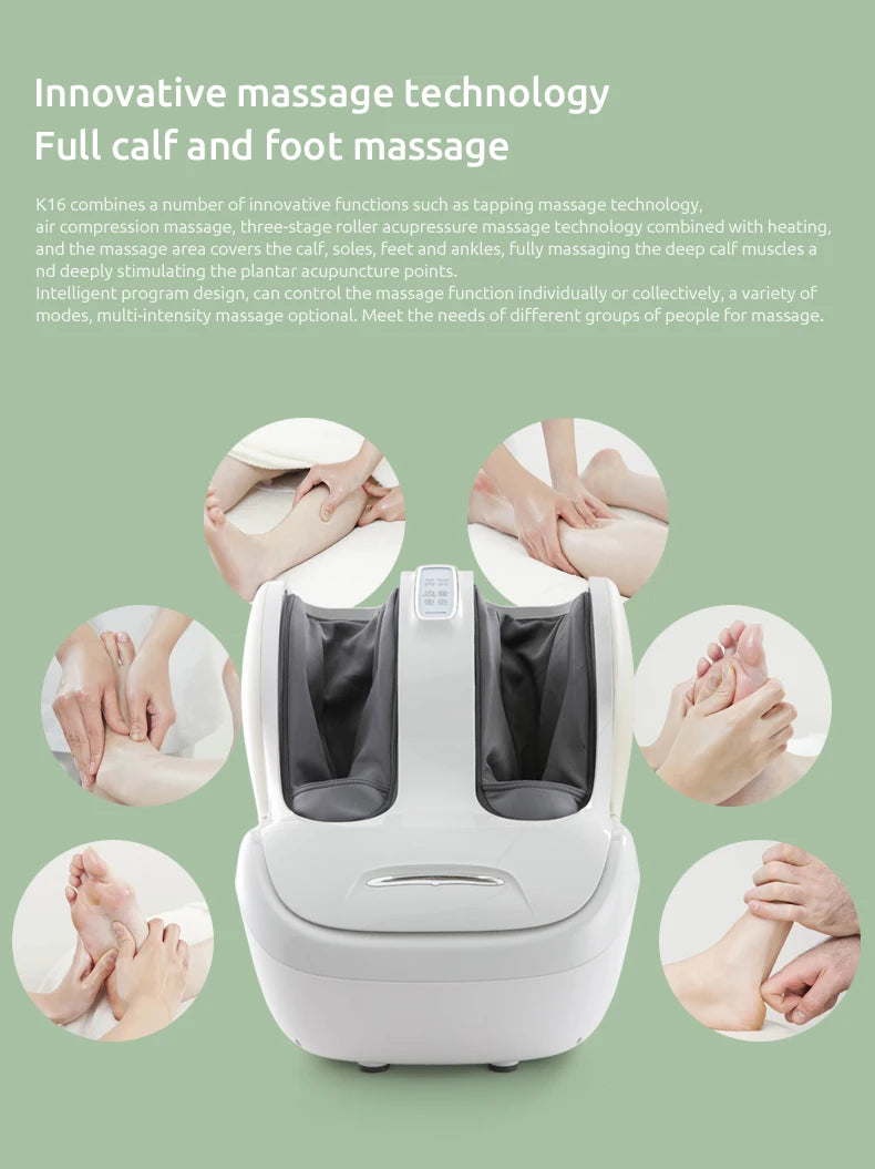 MARESE Electric Calf and Foot Massage Machine Vibration Shiatsu Air Compression Heat Rolling Kneading Leg Beauty Massager K16