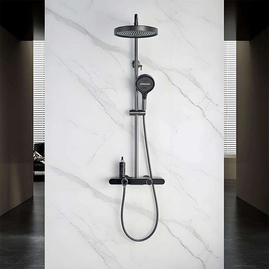 VGX Gold Shower System Set Bathroom Shower Faucet Set 3-way Rainfall Shower Set Shower Mixer Crane with Hand Shower Set White