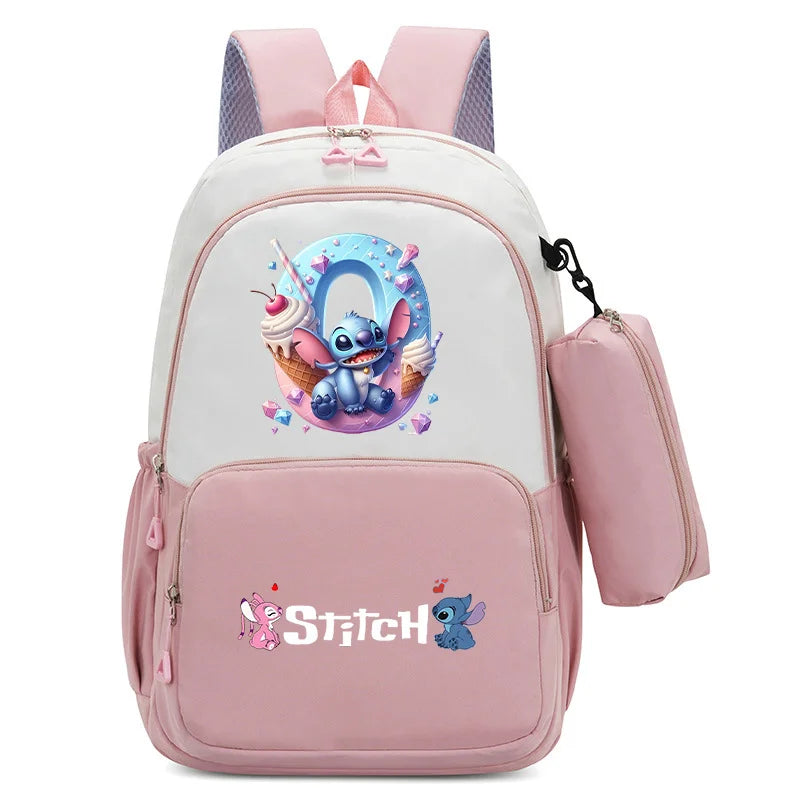 Stitch Disney Girls Schoolbag with Pencil Bags Women Travel Bag New Backpacks for Student Children Large Capacity Bookbag Gifts